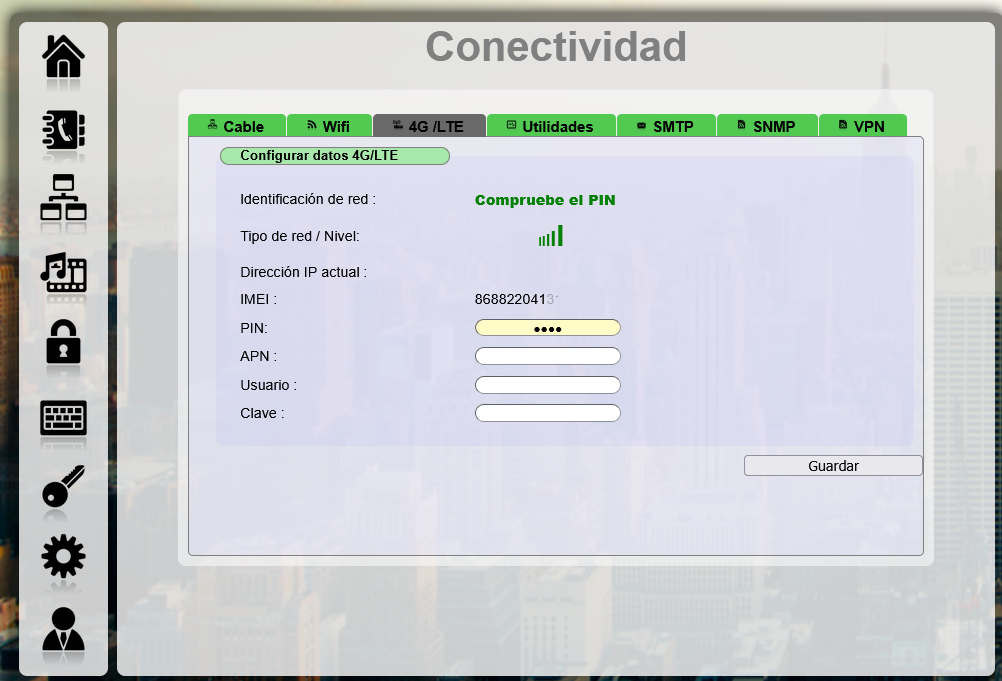 Configuración de datos 4G LTE