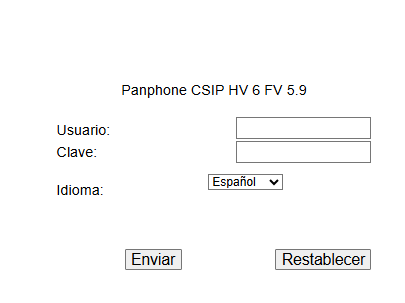 Pantalla de identificacion del PANPHONE IP CSIP V6