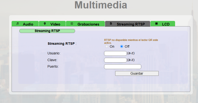 Configuración de streaming RTSP