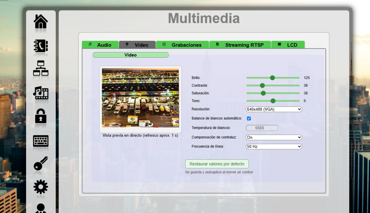 Configuración de vídeo multimedia