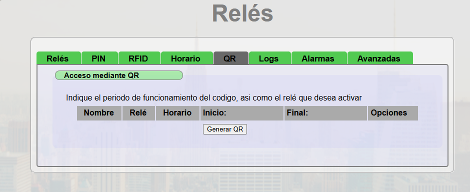 Configuración de acceso por QR