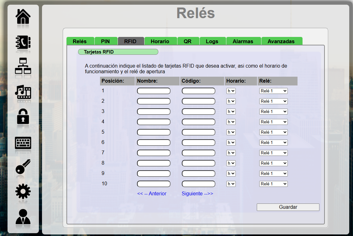 Configuración de tarjetas RFID