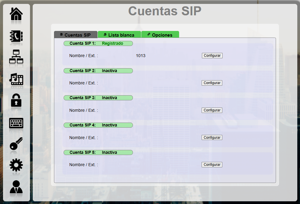Vista general de cuentas SIP