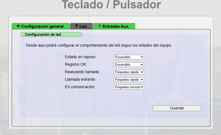 Configuración de LED
