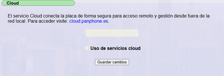 Pestaña Cloud del firmware 6.0 con estado oculto