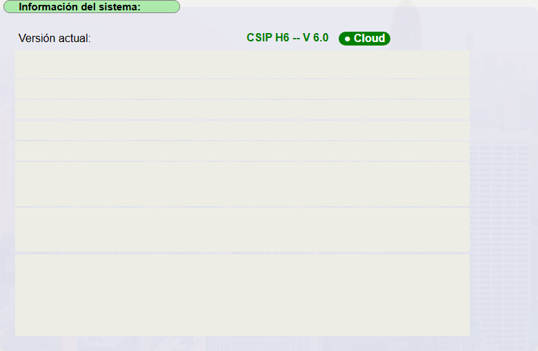 Pantalla Inicio de la interfaz web PANPHONE IP CSIP V6